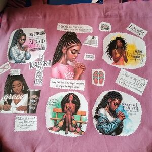 Pink Tote Bag with Inspirational Graphics